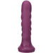 Purple silicone fantasy dildo with textured ridges and a flared base, designed for smooth, comfortable use.