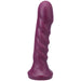 Purple fantasy dildo with repeated head ridges along the shaft, made from super soft silicone with a flared base.