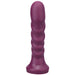 Purple super soft silicone dildo with textured ridges and a flared base for secure use.