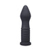 Black ribbed silicone trainer with tapered tip and flared base designed for advanced personal use.