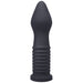 Black ribbed silicone Tantus Fist Trainer with tapered tip and flared base for safe use.