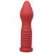 Red silicone Tantus Fist Trainer with ribbed shaft and tapered tip, designed for advanced personal use.