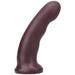 Smooth curved firm dildo in deep oxblood color with a flared base for secure use.