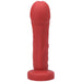 Red realistic textured adult toy with a wide base designed for versatile g-spot or p-spot stimulation.