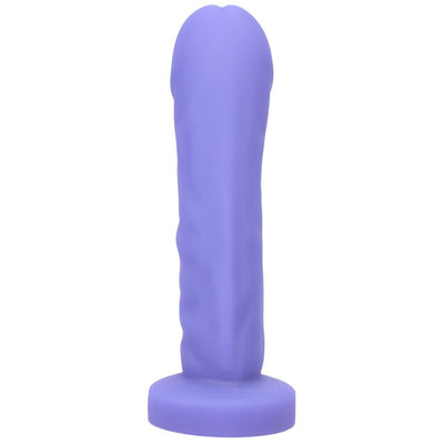 Purple silicone realistic textured toy with a wide base for versatile solo or partner play.