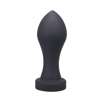 Large black silicone plug with a tapered tip and wide base designed for advanced users.
