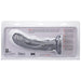 Silver Tantus Magma 7-inch fantasy dildo with textured design in clear retail packaging.