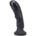 Black silicone fantasy dildo with textured, flowing drip design and flared base for secure use.