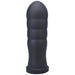 Black silicone textured adult toy with a rounded tip and a sturdy base, designed for experienced users.