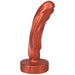 Copper-colored 5-inch firm silicone fantasy dildo with textured molten drip design and wide base.