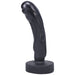 Compact black silicone dildo with textured drips design and a sturdy base for versatile use.