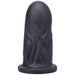 Black firm silicone dildo with textured surface and wide base, designed for advanced users.