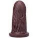 Dark brown firm silicone dildo with a wide base and textured surface designed for advanced users.