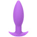 Purple silicone Tantus Neo anal plug with ergonomic base on white background.
