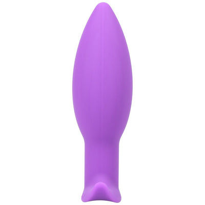 Smooth purple silicone anal plug with tapered tip and flared base for comfort and safety.