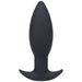 Black silicone tapered anal plug with flared base designed for beginner comfort and safety.