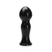 Black dual-bulb large silicone toy with tapered shaft and flared base for secure use.