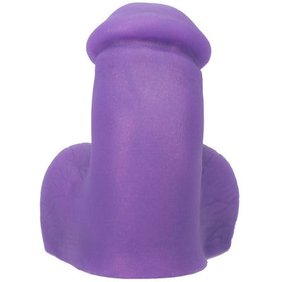 Purple silicone packer with realistic texture and shape, designed for comfortable everyday wear.