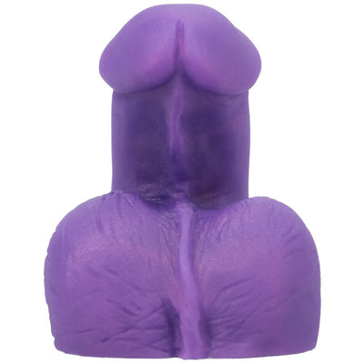 Purple silicone packer with realistic texture and shape, designed for comfortable everyday wear.