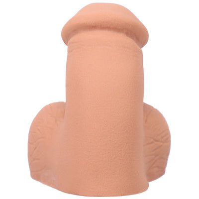 Tantus On the Go Silicone Packer in natural skin tone with realistic texture and flexible design for comfortable wear.
