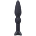Black silicone anal plug with tapered tip, slender neck, and flared base for comfortable and secure fit.