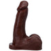 Dark brown realistic silicone packer with textured surface and base, designed for versatile everyday wear and play.