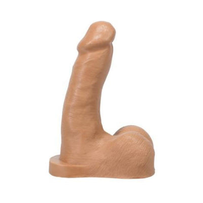 Realistic tan silicone packer with detailed texture and base for secure wear.