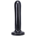 Smooth black silicone dildo with a rounded tip and flared base, designed for comfortable beginner use.