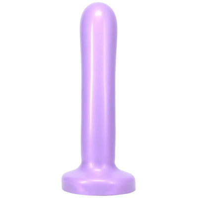 Smooth purple silicone dildo with a rounded tip and flared base, designed for comfortable beginner use.
