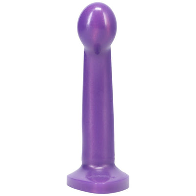 Medium-sized midnight purple silicone toy with rounded head and flat base for versatile use.