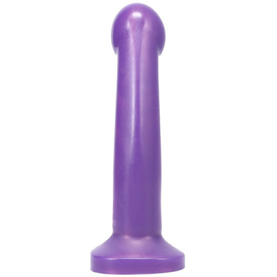 Medium-sized smooth purple silicone toy with a rounded head and flared base, designed for versatile use.