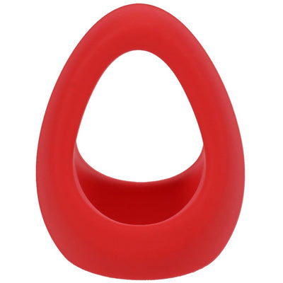 Red silicone Stirrup C-ring with a triangular open design for comfort and secure fit.