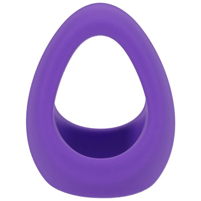 Purple silicone Stirrup C-ring with a triangular shape and soft, stretchable design for enhanced performance.