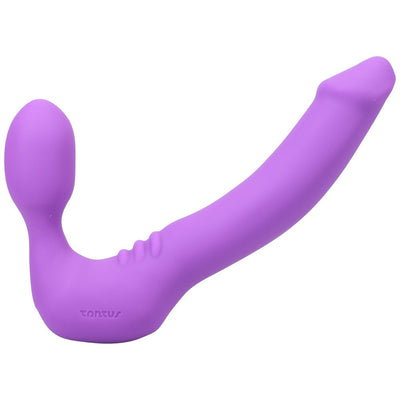 Purple silicone strapless dildo with curved shaft and bulbous base for internal support, featuring a smooth matte finish.