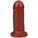 Soft copper-colored 5.5-inch short and stout dildo with a wide base for safe, comfortable use.