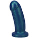 Soft, flexible 5.5-inch blue-green silicone dildo with a wide base for safe, comfortable use and easy cleaning.
