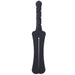 Black silicone dual-tongue impact toy with textured handle and split paddle design by Tantus.