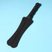 Black dual-tongue silicone paddle with textured handle on a light blue background.