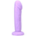 Lavender silicone dildo with realistic shape and ridges, featuring a sturdy flared base for secure use.
