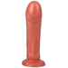 Copper-colored realistic silicone dildo with a sturdy base, designed for comfortable and secure use.