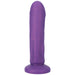 Purple silicone dildo with realistic shape and ridges, featuring a sturdy flared base for secure use.