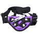 Black adjustable harness with soft purple velvet panel and attached silver bullet vibrator.
