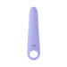 Lavender silicone vibrating wedge with a ring handle and magnetic USB charging ports.