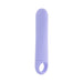 Lavender silicone vibrating wedge with a rounded tip and a stretchy ring handle for easy grip.