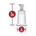 Clear Temptasia nipple pumping cylinder with 3-inch height and 1-inch diameter measurement graphics.