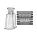 Set of two clear 1-inch diameter Temptasia nipple pumping cylinders with detachable tops and safety features listed.