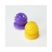 Two textured Tenga Bobble Magic Marbles in purple and yellow on a white background.