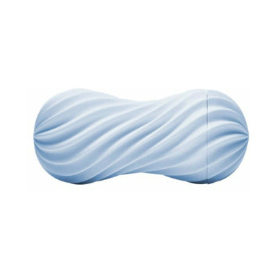 Tenga Flex Bubbly Blue Stroker with textured spiral ribbed design and ergonomic shape in light blue color.