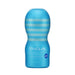 Blue Tenga Original Vacuum Cup Cool Edition with striped design and product branding on a white background.