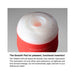 Close-up of Tenga Rolling Head Cup Strong showing smooth pad insertion mechanism with red casing and white soft opening.